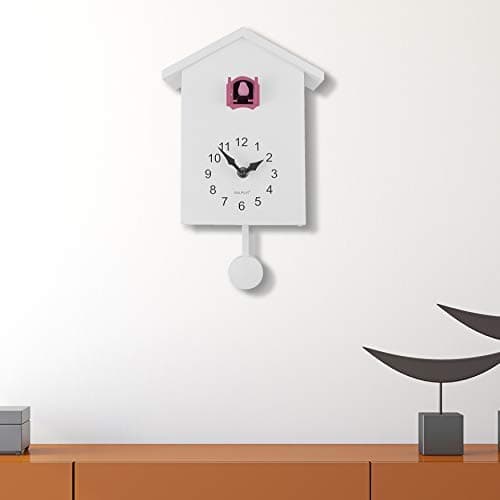 Horloge à coucou murale moderne et minimaliste blanche et rose