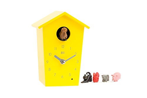 Horloge Pendule à coucou à quartz en plastique durable jaune originale Kookoo chants des animaux de la ferme