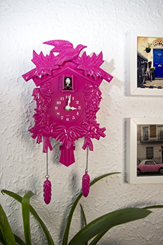 Horloge Pendule à coucou à quartz en plastique rose fushia originale