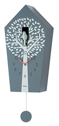 Horloge à coucou moderne et design forme de chalet avec arbre peint