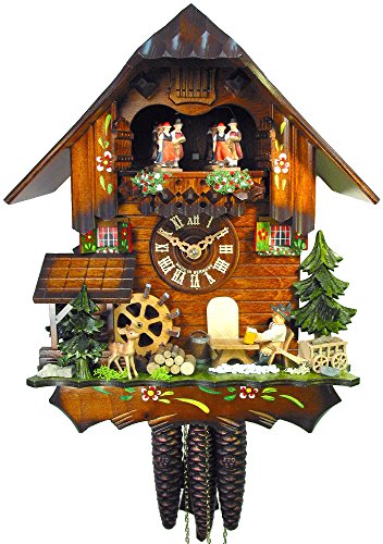 Horloge à coucou traditionnelle en bois avec personnages