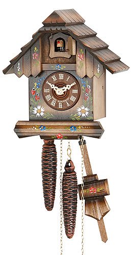 Horloge à coucou traditionnelle en bois : forme chalet paint