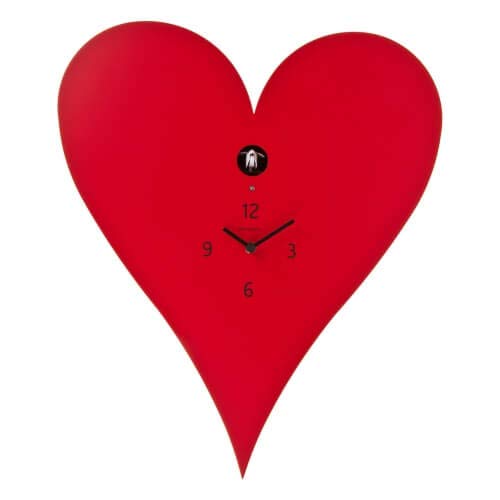 Horloge à coucou en forme de coeur, rouge et moderne