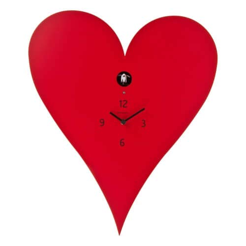 Horloge à coucou murale détournée façon Coeur rouge de créateur