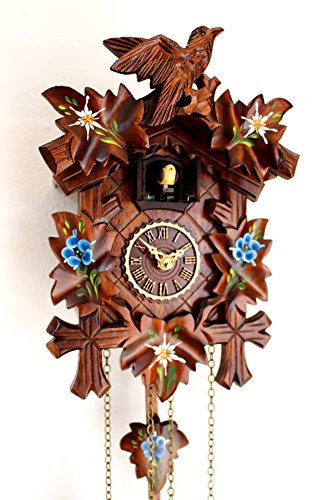 Horloge à coucou à quartz traditionnelle en bois peint