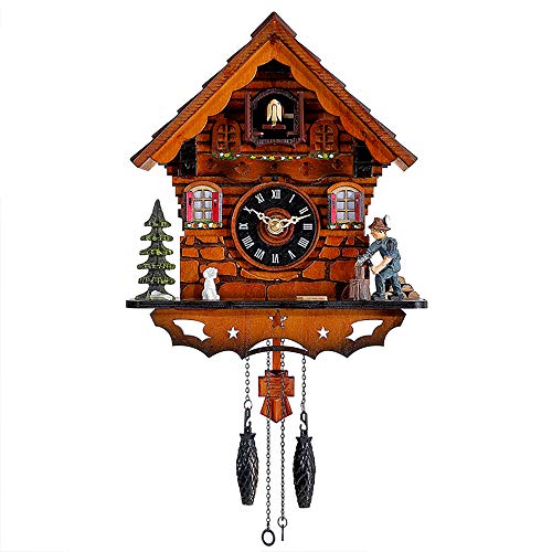 Horloge à coucou à quartz en forme de chalet suisse en bois traditionnelle de style antique Kintrot
