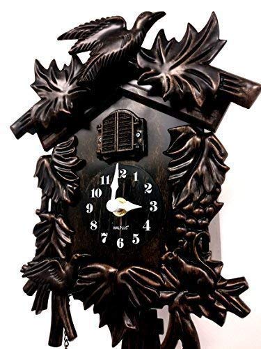 Horloge Pendule à coucou à quartz en bronze noire traditionnelle